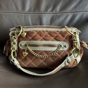 Y2K style iconic Brown Quilted Handbag with Gold Accents